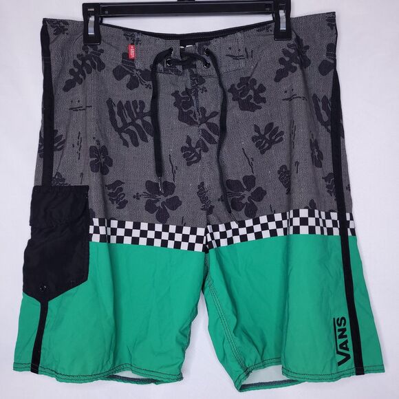 Vans Board Shorts Mens 33 Floral Green, Gray - Picture 1 of 4